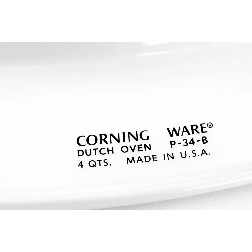 Corning Ware 4-Quart Dutch Oven Cornflower Blue W Lid P-12-C VTG White P-34-B